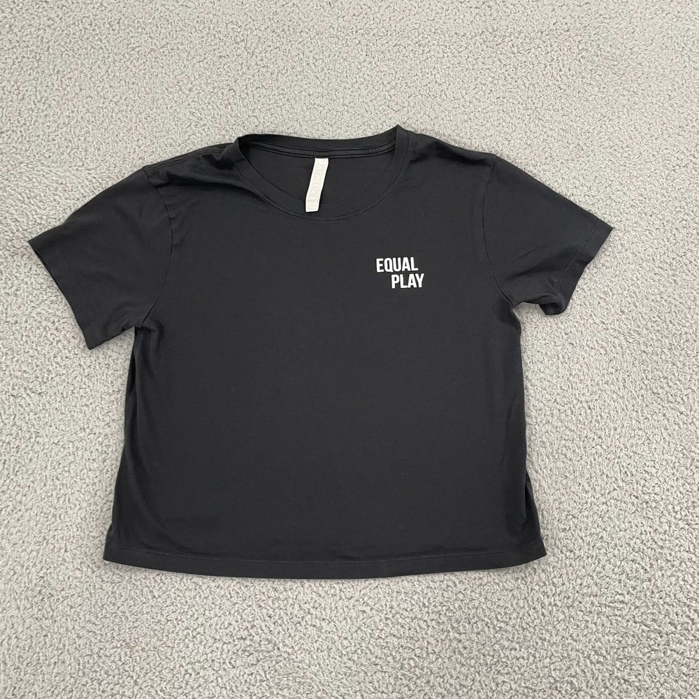 Athleta Equal Play Shirt Women XS Black Lounge Athleisure Cropped‎ Short Sleeve